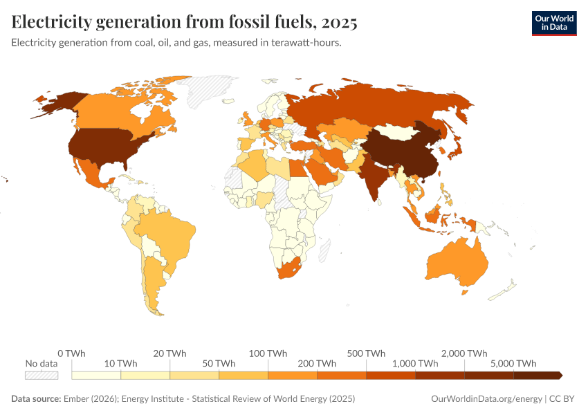 A thumbnail of the "Electricity generation from fossil fuels" chart