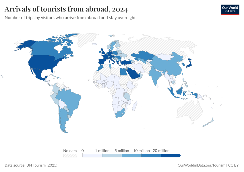 A thumbnail of the "Arrivals of tourists from abroad" chart