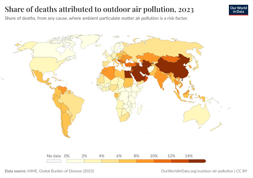 A thumbnail of the "Share of deaths attributed to outdoor air pollution" chart