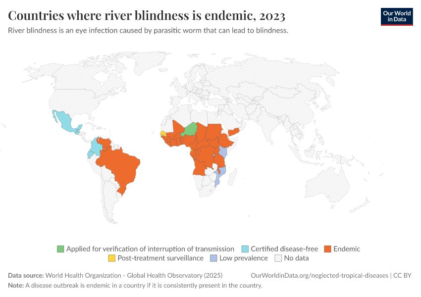 A thumbnail of the "Countries where river blindness is endemic" chart
